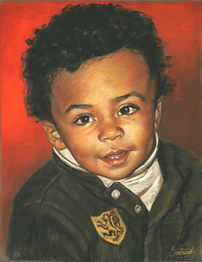 Portrait d'art au pastel sec en couleur réalisé à la main par Bertrand, artiste à Montmartre